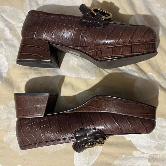Jeffrey Campbell Student- Brown Croc Platform Block Heel Loafers - Picture 6 of 8